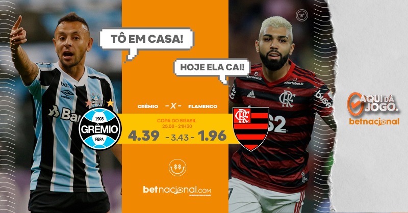 Grêmio recebe o Flamengo e tenta quebrar jejum de 8 jogos sem vitória sobre o rival